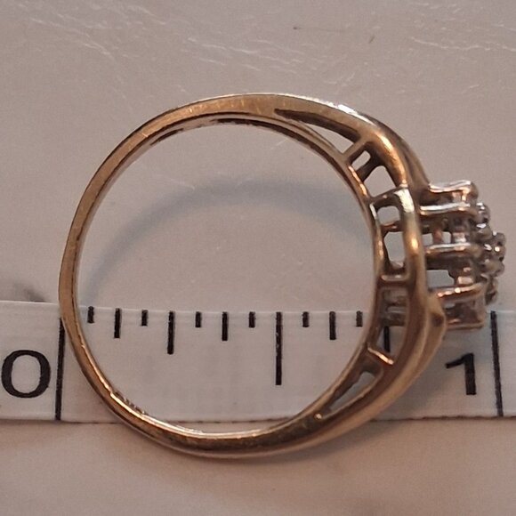 10K Vintage Yellow Gold Diamond Cluster Cocktail Ring - Picture 7 of 9